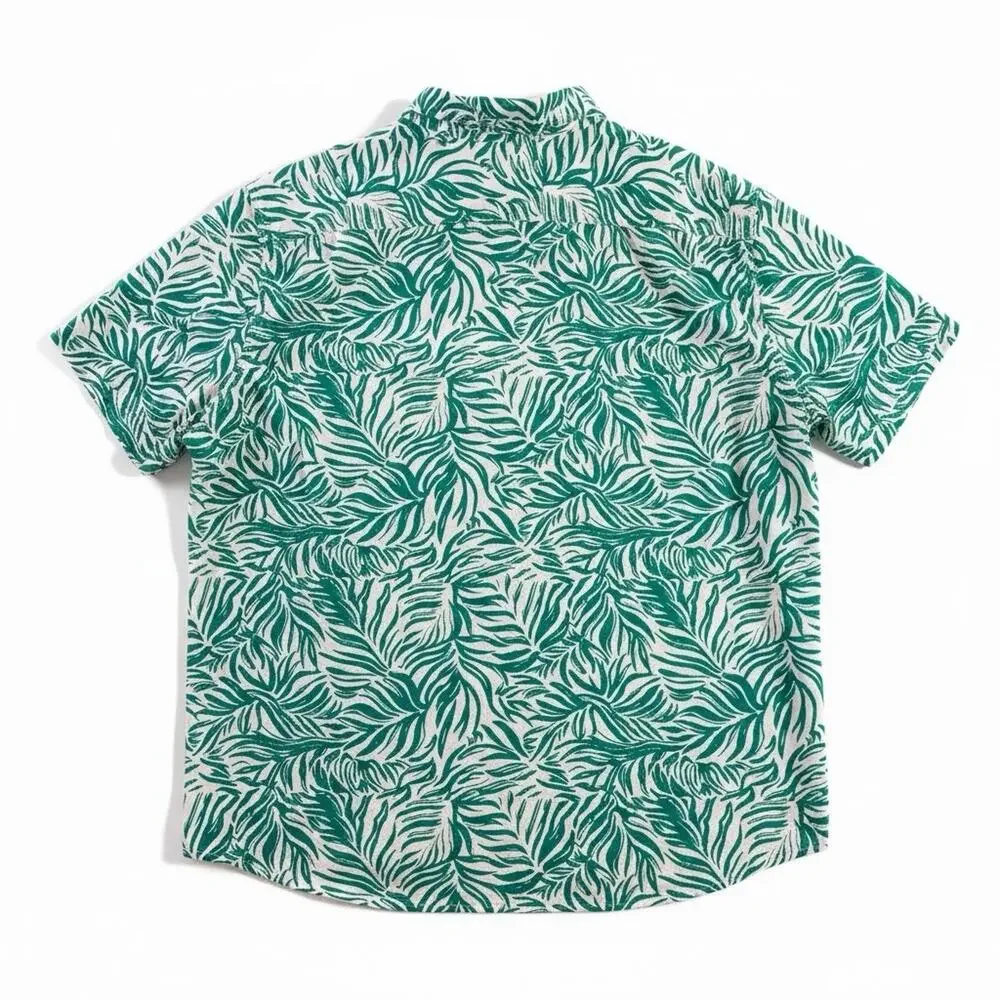 Levi's Men's XXL Tropical Leaf Shirt Green White Short Sleeve Button Up Cotton